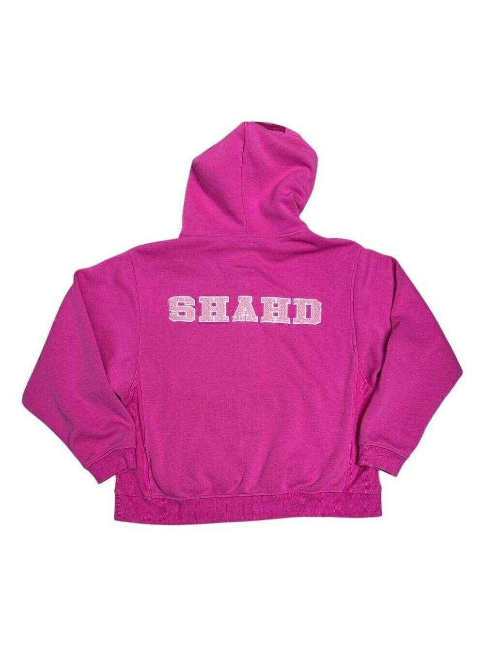 SHAHD NY Fleece PINK Full Zip Sweatshirt Designer Streetwear Hoodie Womens Small